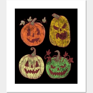 Vintage Pumpkin Funny Pumpkin Halloween Retro Posters and Art